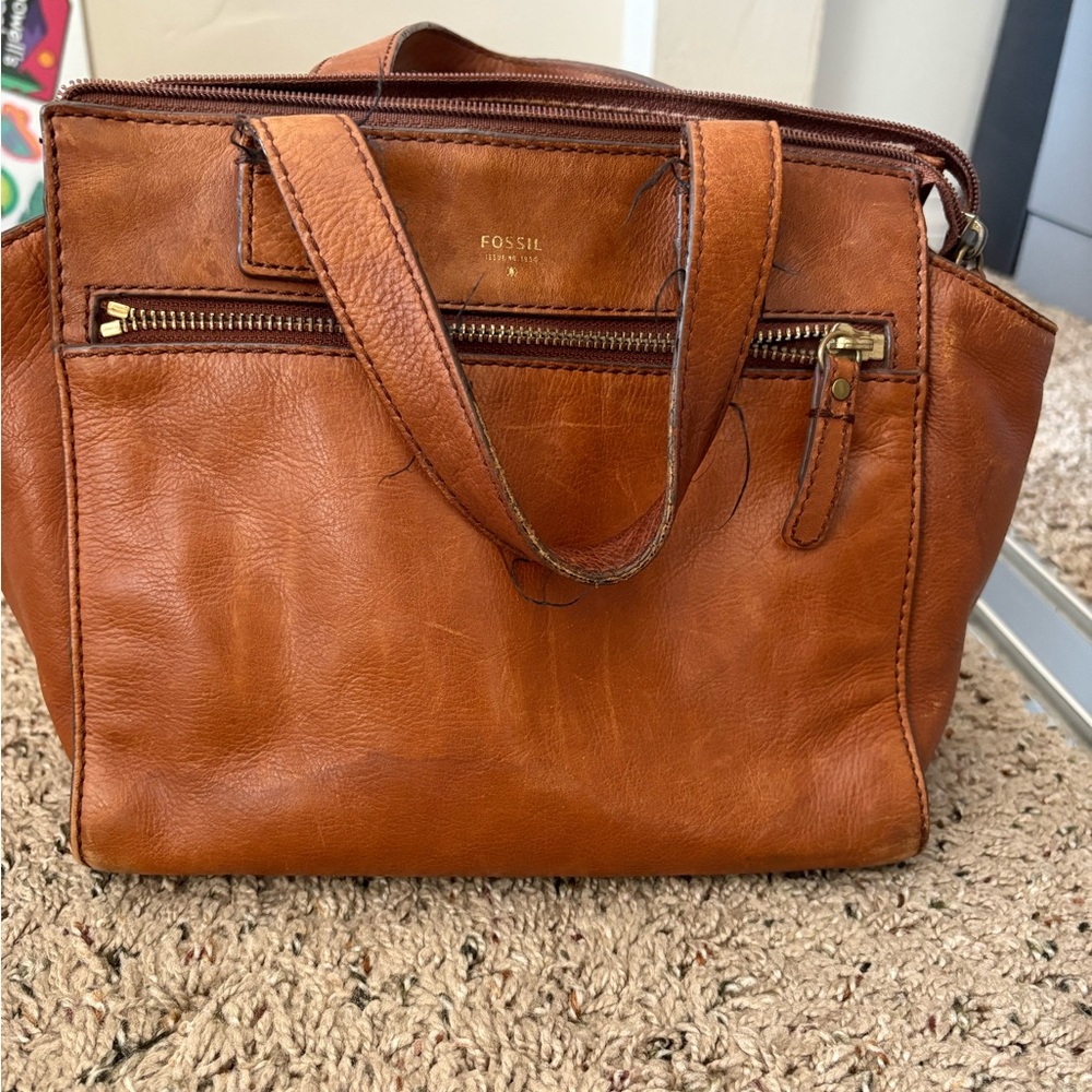 Fossil Tan Leather Handbag